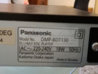 ONLINE AUKCIA DVD prehrávača Panasonic s Blu-ray discom DMP-BDT130 (vrátane káblov)
